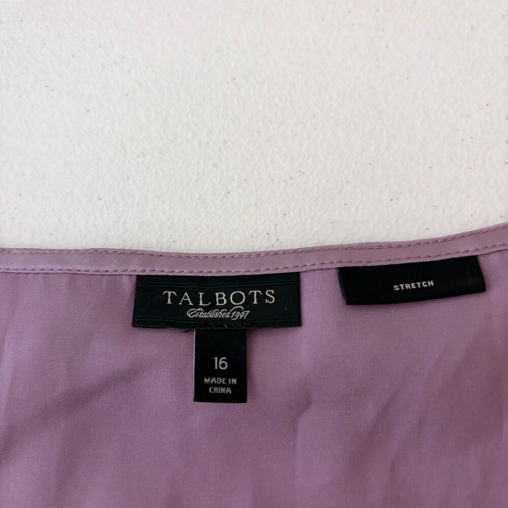 Talbots Tank Top Women's 16 Purple Sleeveless Stretch Silk Blend Ruffle Front - Picture 6 of 8